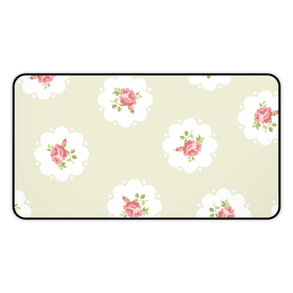 Vintage Floral Desk Mat, Office Decor, Computer Mouse Pad, Home Office Gift, Floral Design, Stylish Workspace