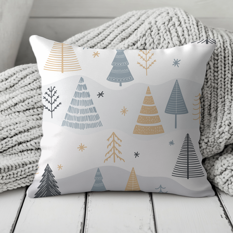 Cozy Holiday Pillow, Christmas Decor, Winter Home Accent, Festive Throw Pillow, Seasonal Cushion, Tree Print Decor