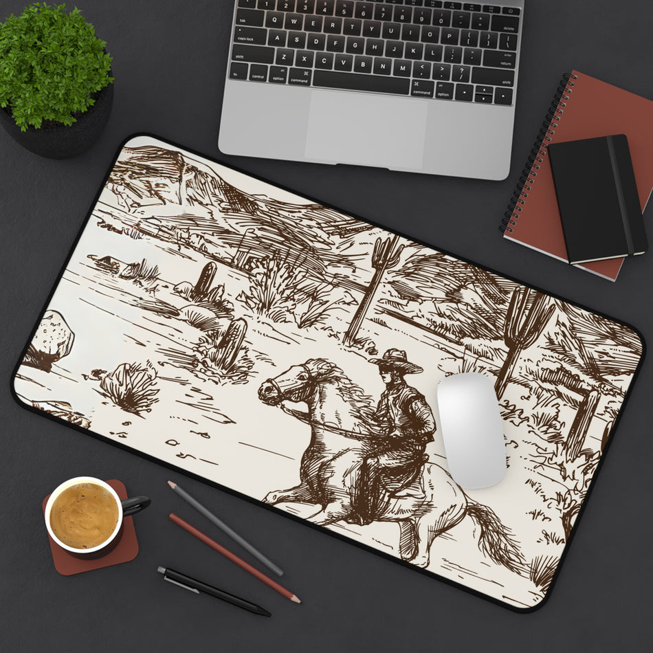 Vintage Cowboy Desk Mat, Rustic Office Decor, Western Style Mouse Pad, Gift for Cowgirls and Cowboys, Home Office Accessories