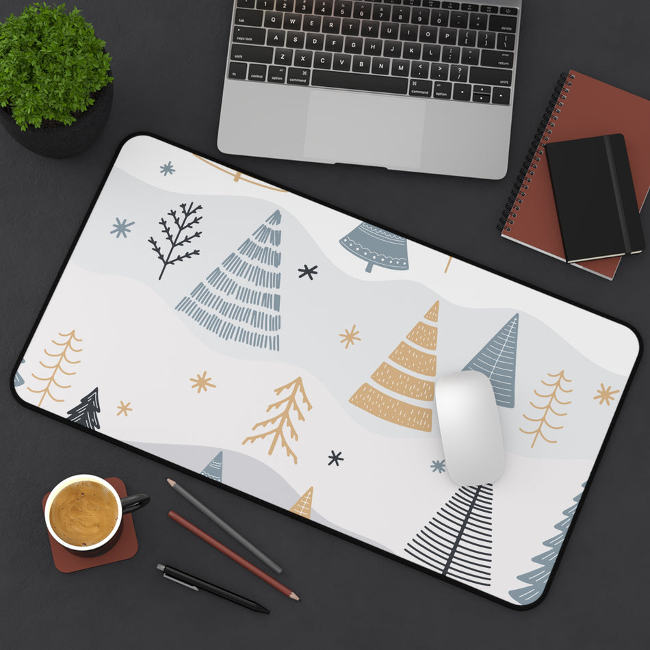Winter Wonderland Desk Mat, Cozy Office Decor, Christmas Gift, Stylish Workstation Accessory, Holiday Desk Organizer