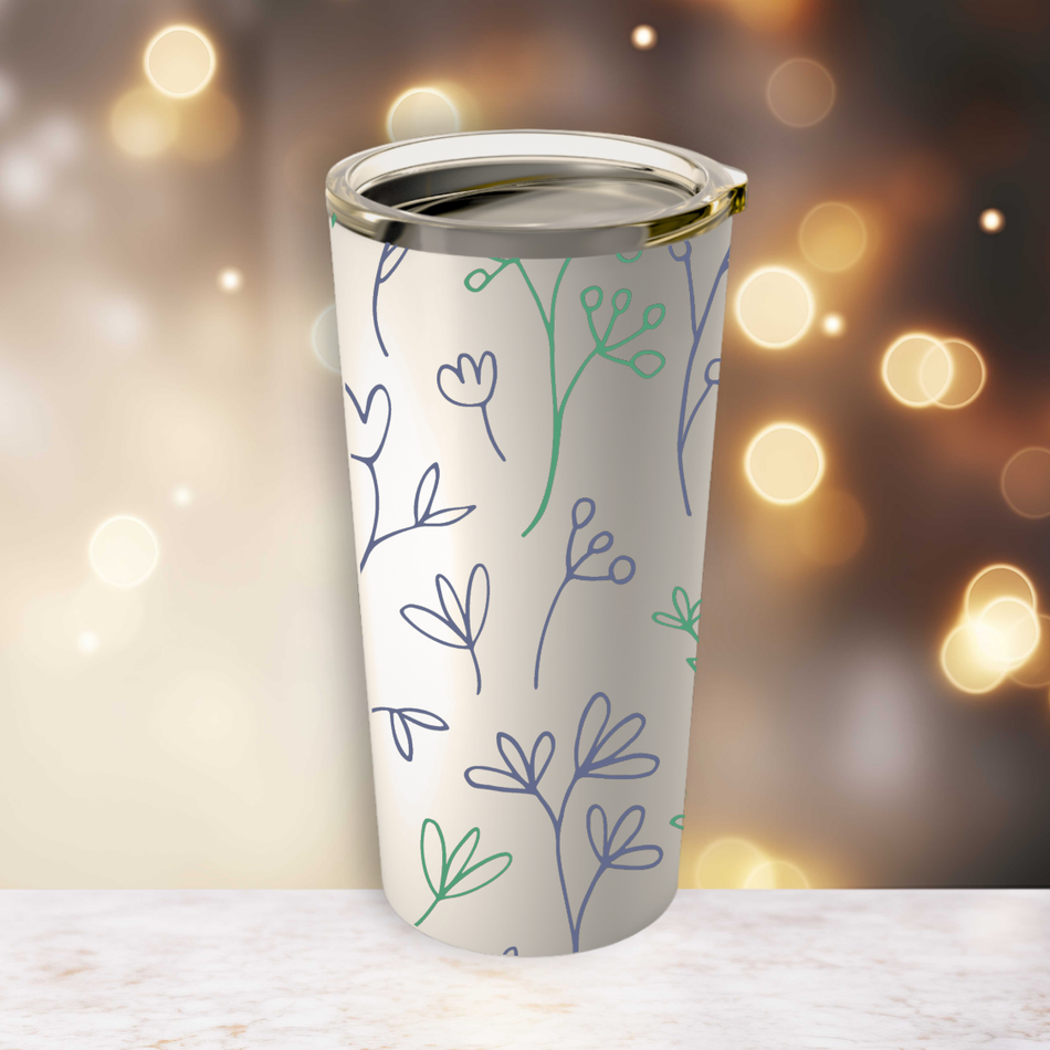 Botanical Tumbler, Floral Insulated Travel Mug