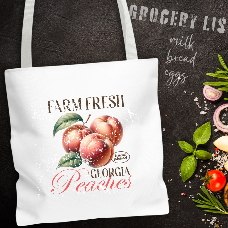 Farm Fresh Georgia Peaches Canvas Tote