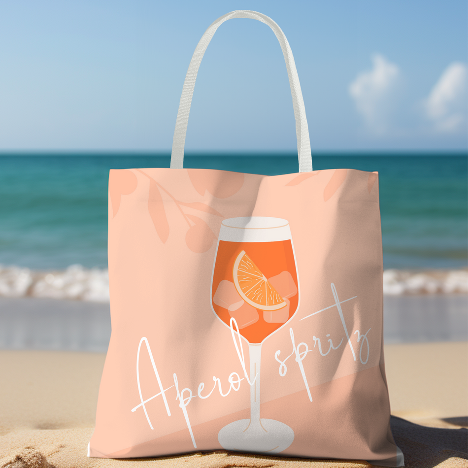 Aperol Spritz Tote Bag, Stylish Beach Bag, Summer Accessory, Gift for Cocktail Lovers, Fun Party Favor