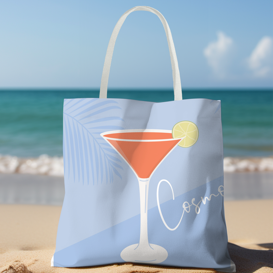 Cosmopolitan Tote Bag, Summer Vibes, Beach Bag, Cocktail Lover Gift, Casual Everyday Tote, Party Accessory