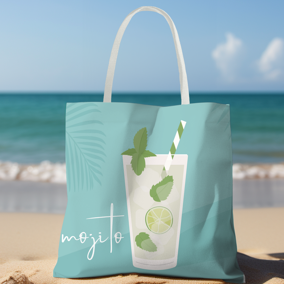 Mojito Tote Bag - Summer Vibes, Beach Accessories, Eco-Friendly Shopping Bag, Gift for Cocktail Lovers, Stylish Everyday Tote