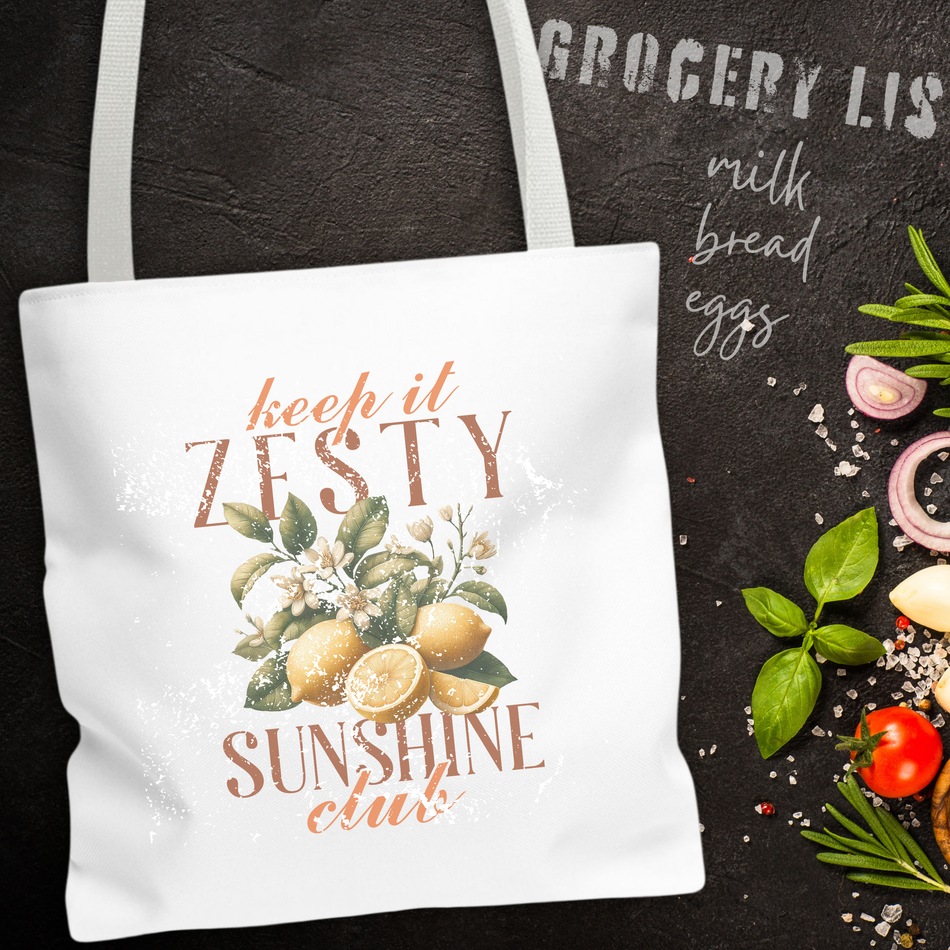 Fresh & Zesty Sunshine Lemon Illustration Tote Bag