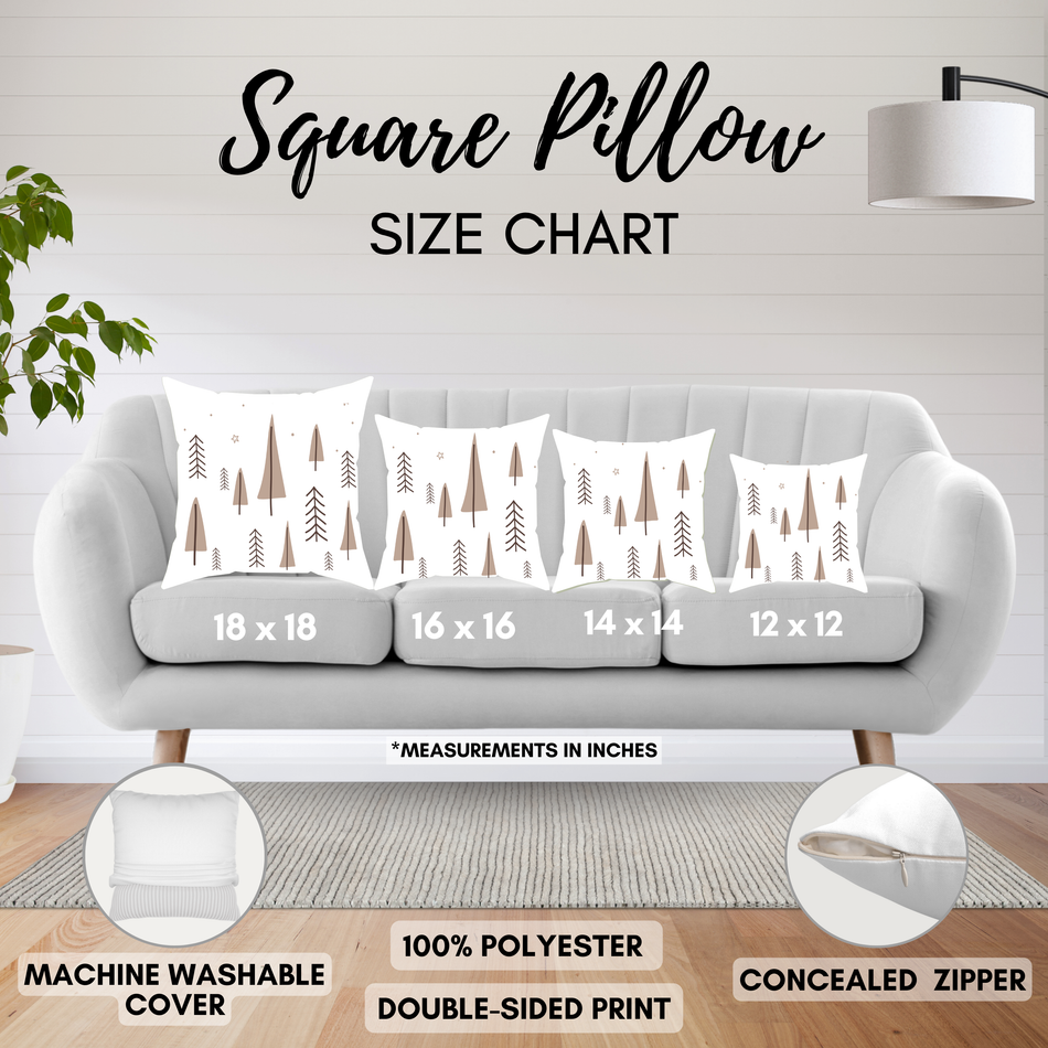 Minimal Neutral Trees pillowcase | Faux Suede Square Pillowcase