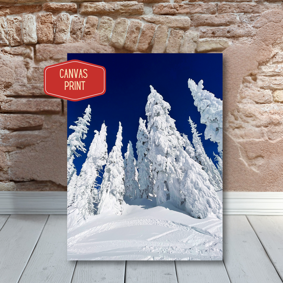 Snow-Covered Evergreen Forest Canvas | Matte Stretched Wall Art