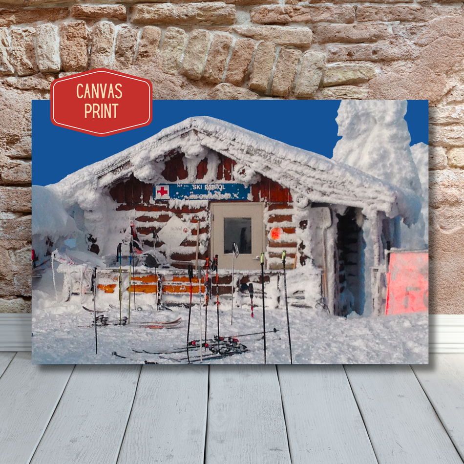 Snowy Ski Lodge Canvas | Matte Stretched Wall Art