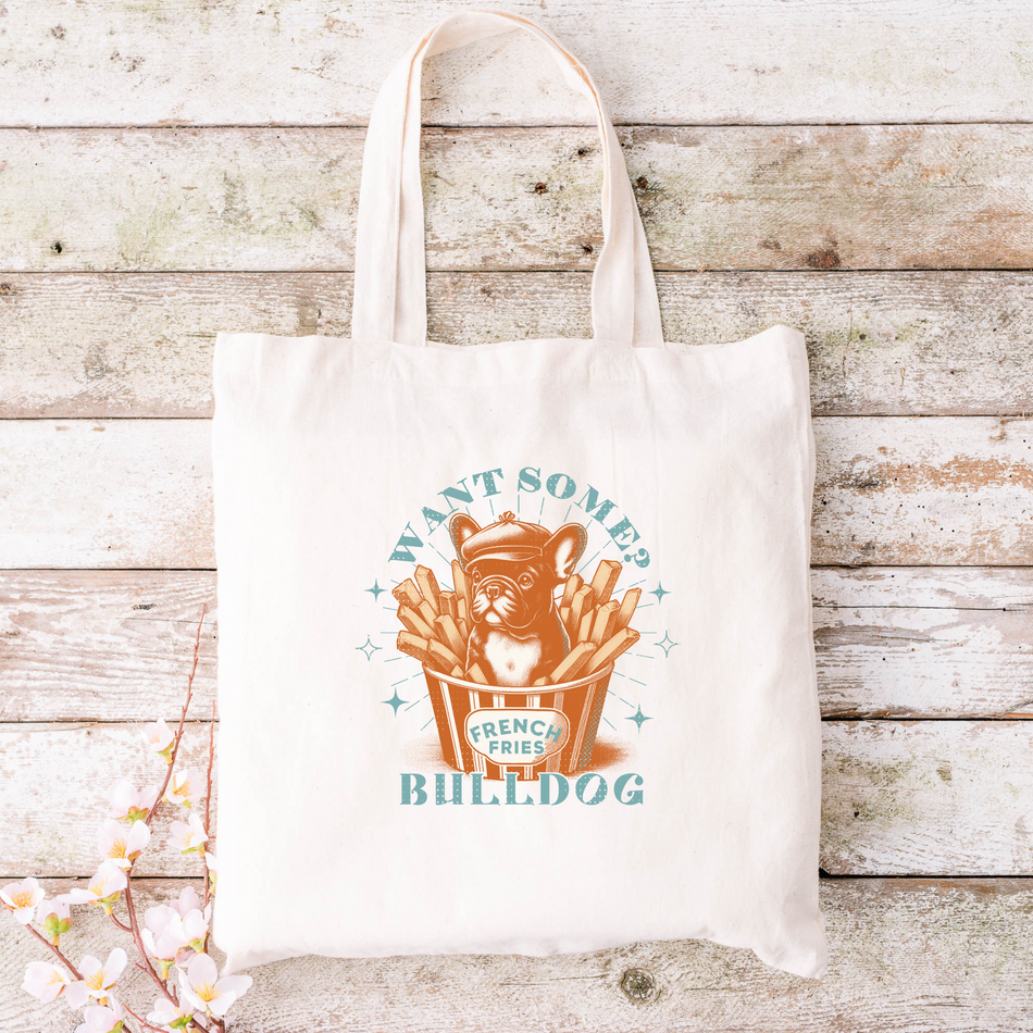 Funny Bulldog Cotton Canvas Tote Bag, Cute Gift for Dog Lovers, Eco-Friendly Grocery Bag, Pet Owner Essentials, Fun Shopping Tote