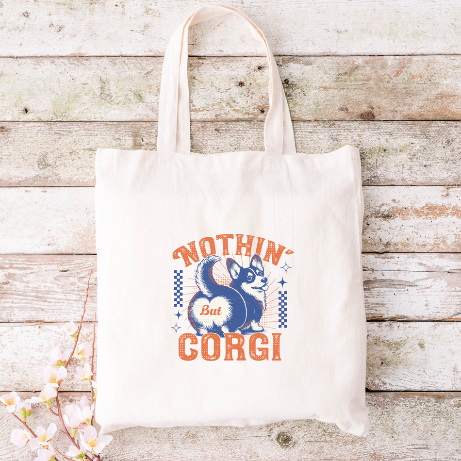 Corgi Lover Cotton Canvas Tote Bag - Perfect for Pet Owners, Eco-Friendly, Dog Lover Gift, Grocery Bag, Beach Tote