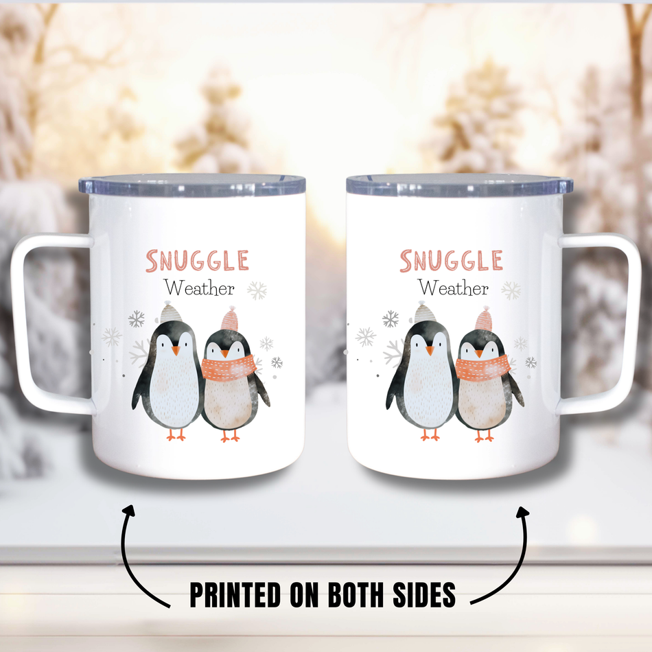 Cute Penguin Coffee Lover insulated mug | 10oz stainless travel mug