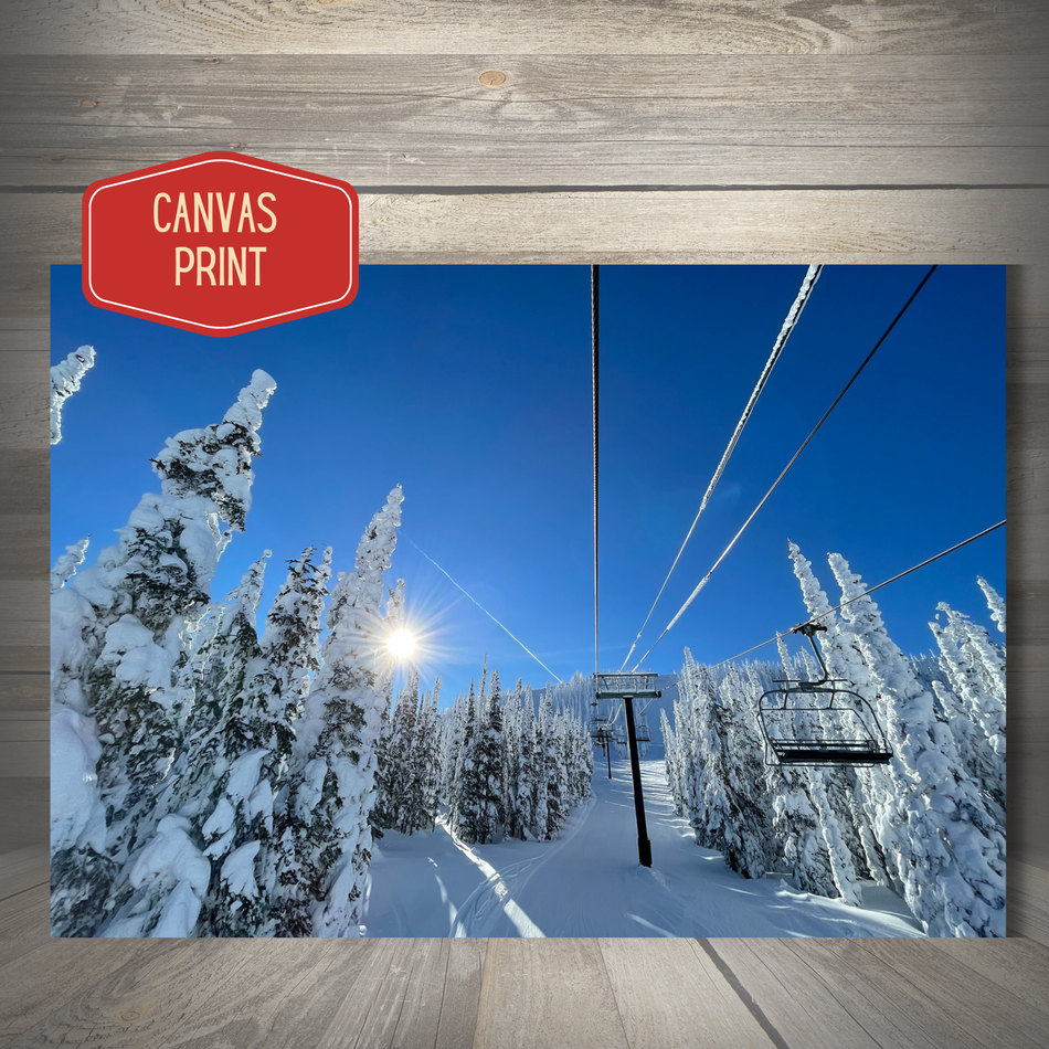 Snowy Ski Lift Canvas | Winter Ski Resort Wall Art