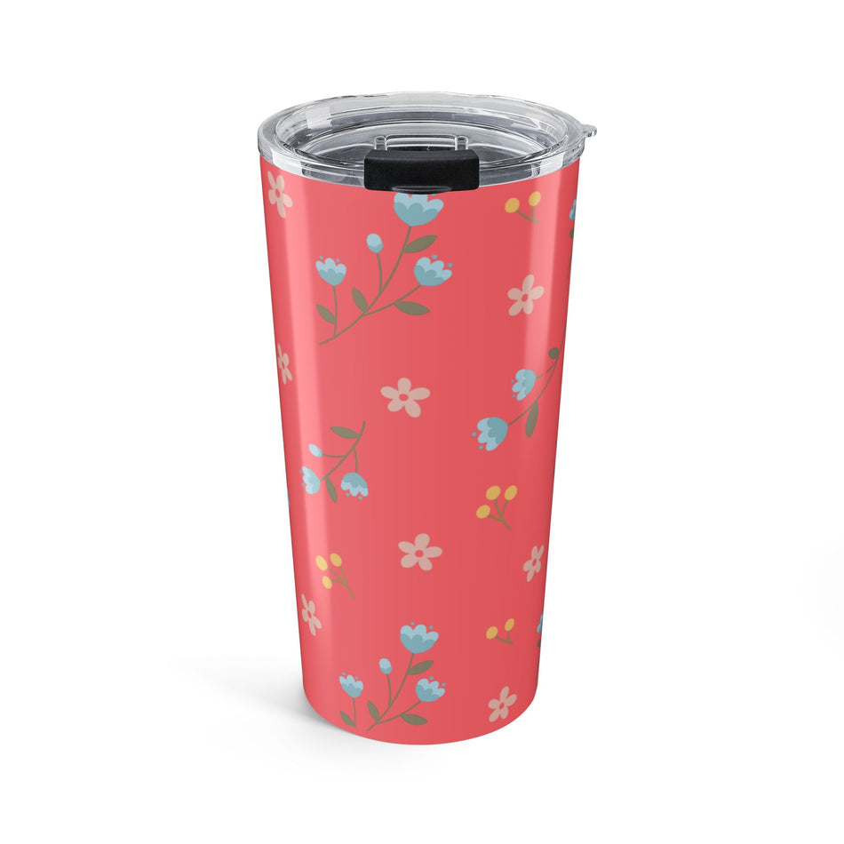 20oz Floral Tumbler - Coral Pink Wildflower Travel Cup