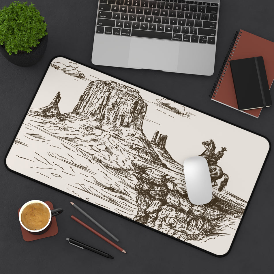 Cowboy Sunset Desk Mat - Western Decor, Office Accessories, Gifts for Her, Rustic Home Office, Gaming Mat