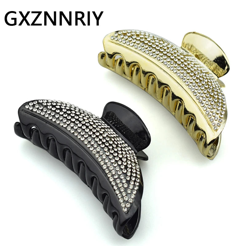 Hair Accessories for Women 8.5cm Black Claw Clips Rhinestone Crab Fashion Femme Gold Hairclip Girls Headwear Gifts Wholesale