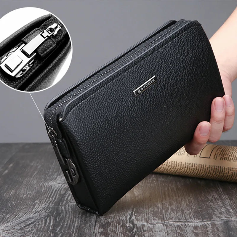 Luxury Men's Handheld PU Leather Wallet Bag