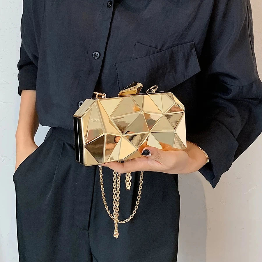 Elegant Gold Party Clutch – Small Shoulder Bag