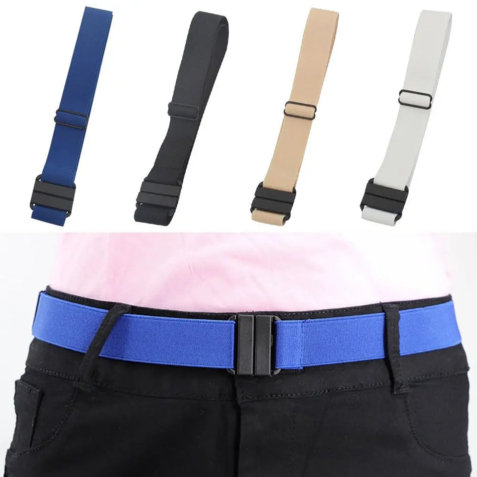 Unisex Buckle-Free Elastic Belt For Jeans Pants Dress Stretch Waist For Women Men No Buckle Cummerbund