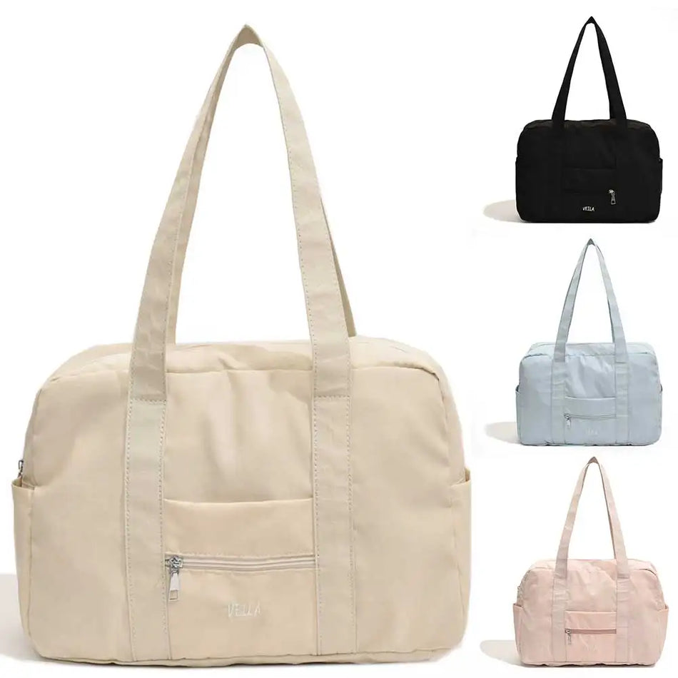 Unisex Everyday Overnight Bag Oxford Cloth Travel Carry-On Handbag Solid Color Lightweight Tote Handbag Outdoor Short Trip Bag