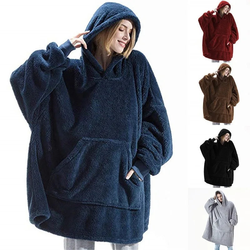 Unisex Pocket Pullover Long Hoodies Home Wear