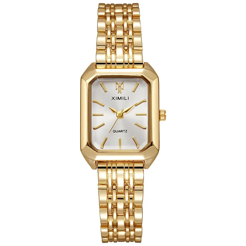 Gold-Plated Women’s Square Watch – Fashionable & Stylish