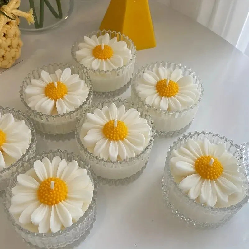 1pc 3D Daisy Flower Silicone Candle and Plaster Mold