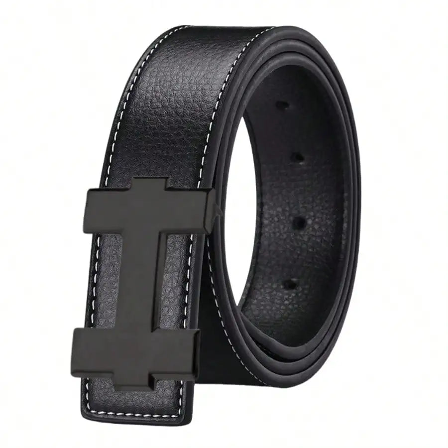 Fashion Unisex Smooth Buckle Luxury Silver H Letter Alloy Buckle Waist Belt Stylish Versatile Casual Belt Suitable for Work