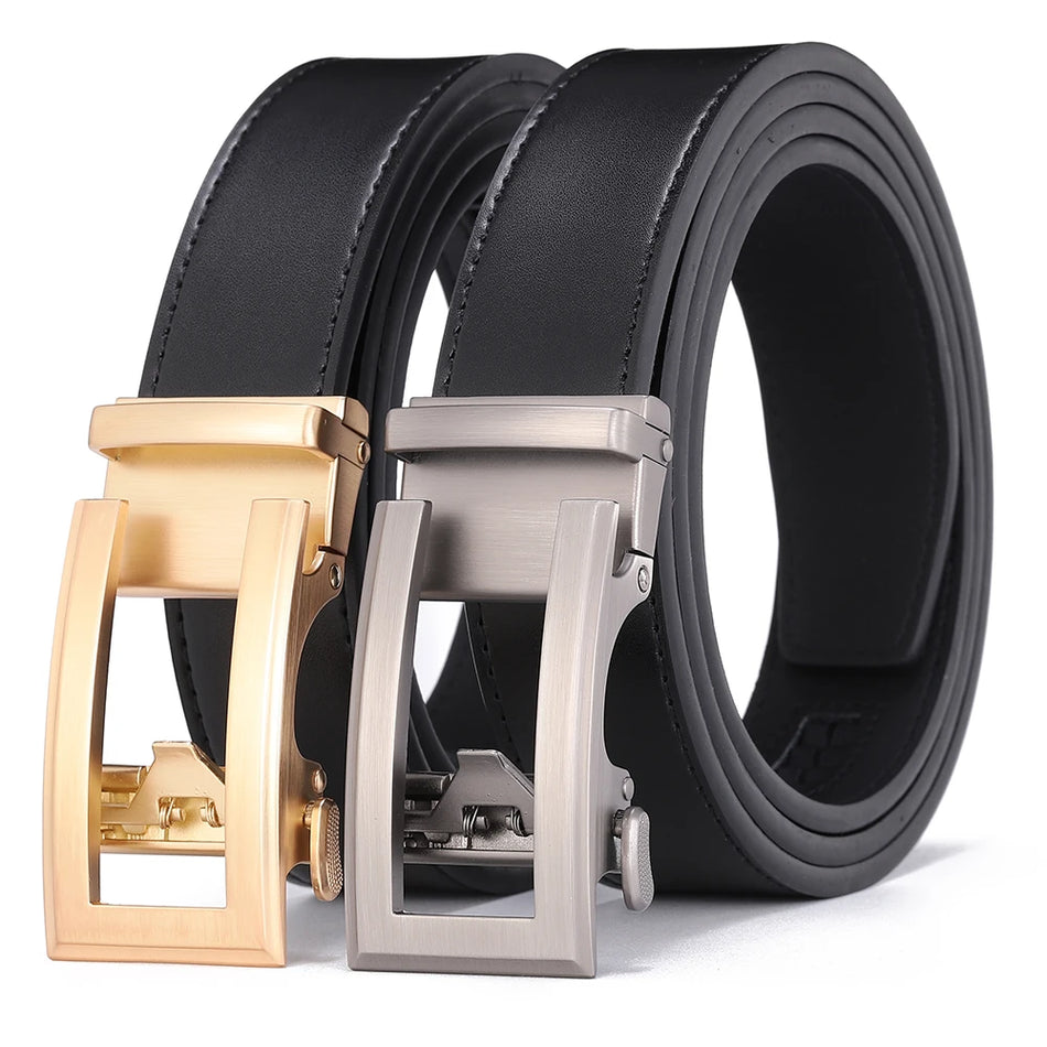Men's Leather Automatic Buckle Hollow Belt, Unisex Waist Belt for Men and Women, Fashionable and Popular