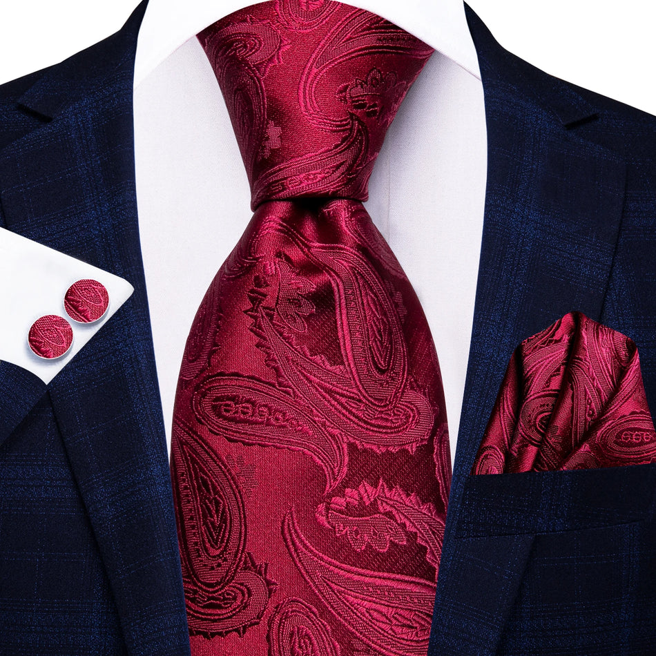 Luxury Burgundy Men's Tie – Paisley Wedding Accessory