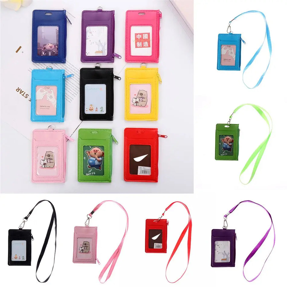 Business Card Lanyard with Zipper Wallet