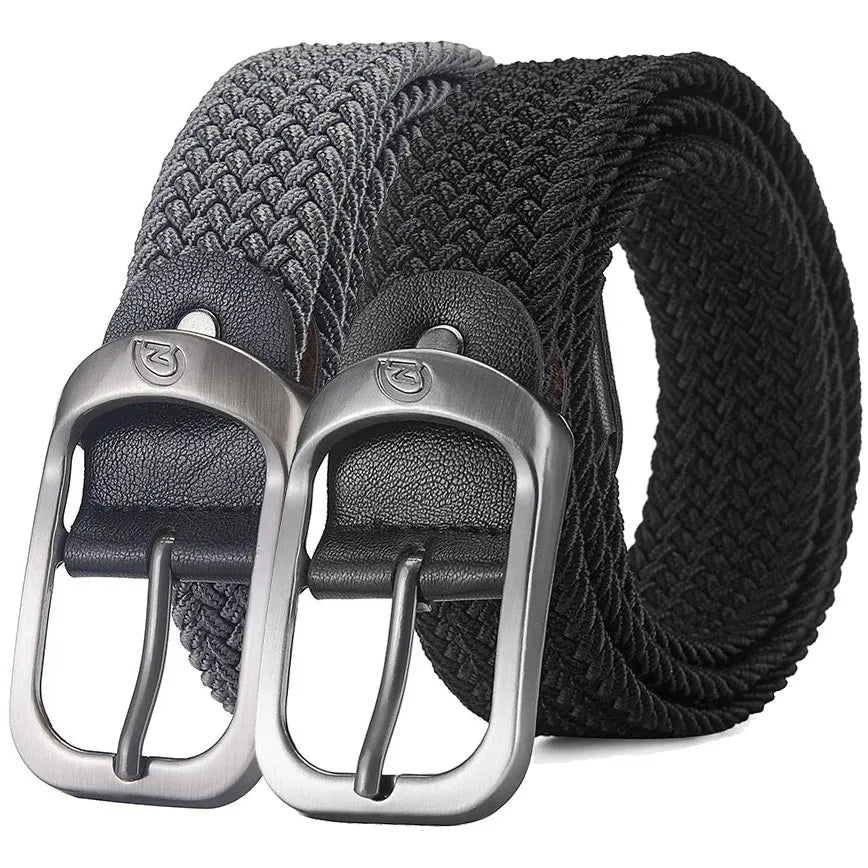 Unisex Woven Elastic Belt Men Luxury Women Belt Designer Men Alloy Pin Buckle Waist Straps Belts No Hole Cinturones Luxury Mujer