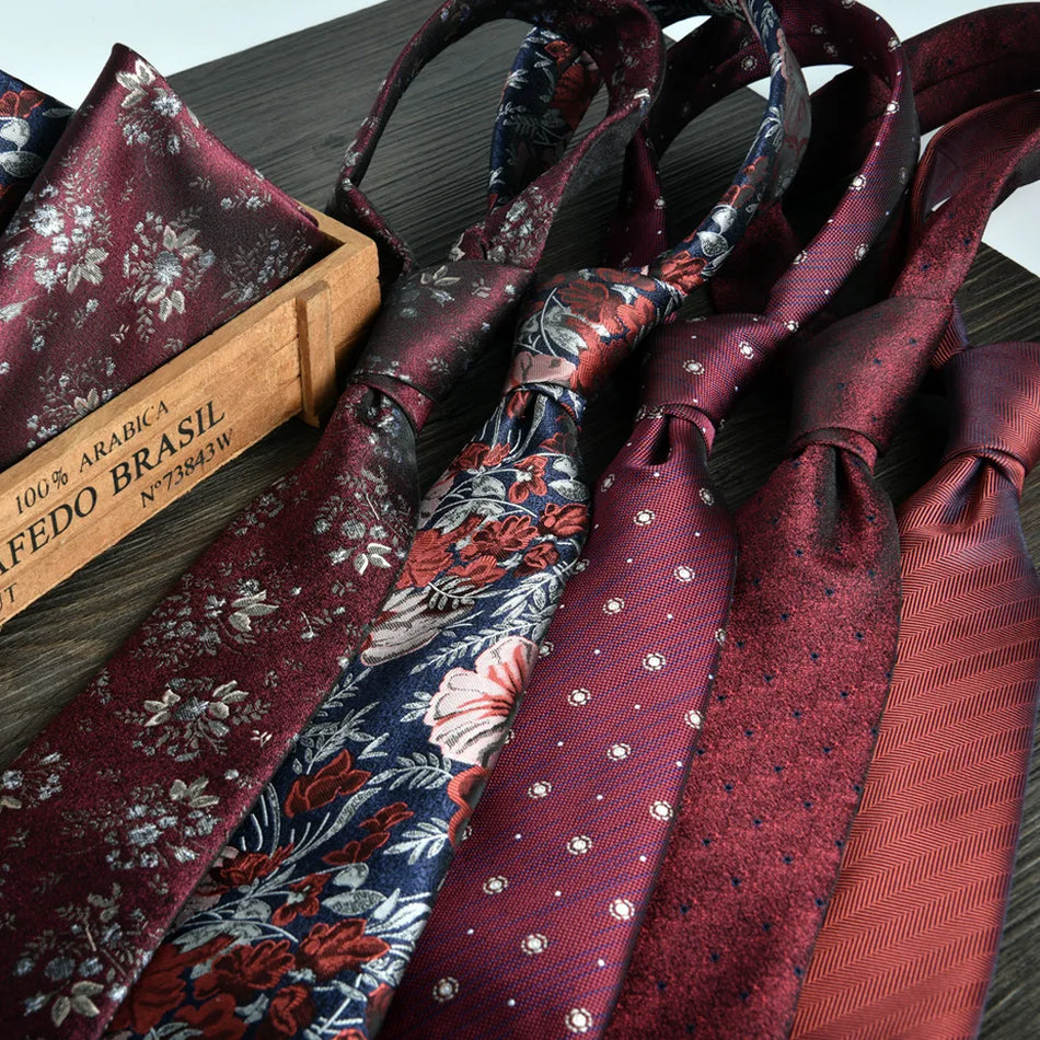 Classic Wine Red Tie Set for Men – Wedding/Party