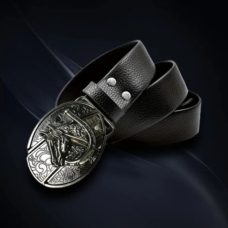 Fashion Waistband Vintage Adjustable Belt Metal Buckle For Men Punk Western Cowboy Waist Strap Stylish Embossed Belt with Buckle