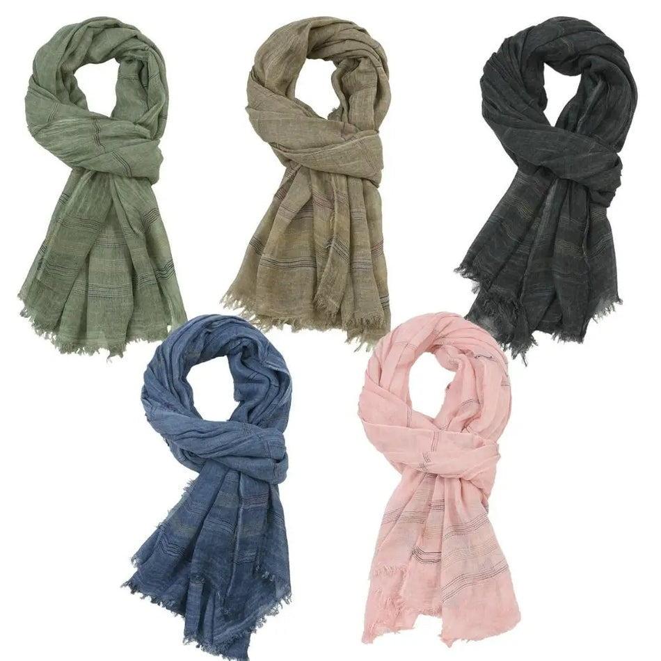 Cotton Linen Yarn-dyed Striped Men's Scarves Winter Men Scarf Tassel Long Shawl Bufanda Male Accessories