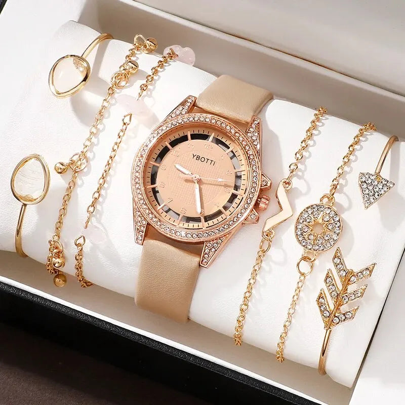 Women's Fashion Quartz Watch and Bracelet Set