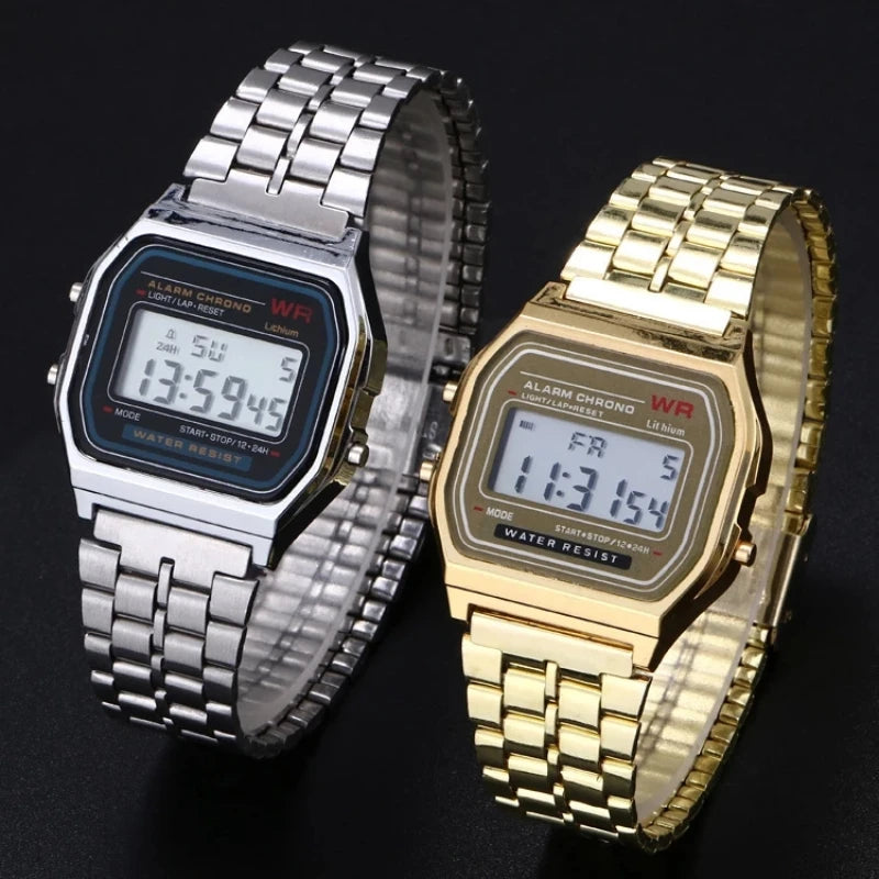 Women Unisex Watch Gold Silver Black Vintage LED Digital Sports Military Wristwatches Electronic Digital Men Present Gift Male