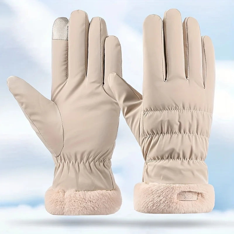 2024 Winter New Women Fashion Gloves Winter Warm Windproof Waterproof Gloves with Plush Lining For Cold Weather Outdoor Sports