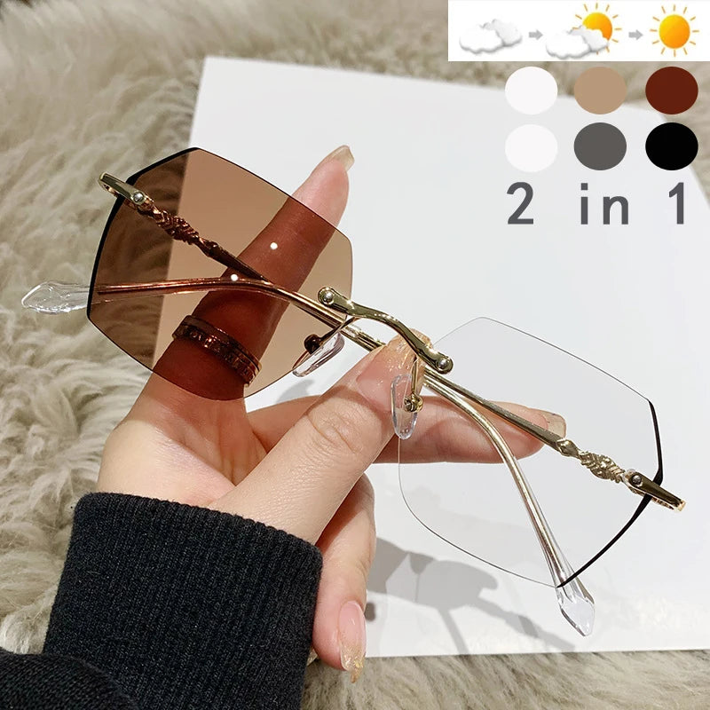 Sun Glasses Photochromic Glasses Women Fashion Myopia Glasses Anti Blue Light Eyeglasses Outdoor Sun Glasses 0 To -4.0
