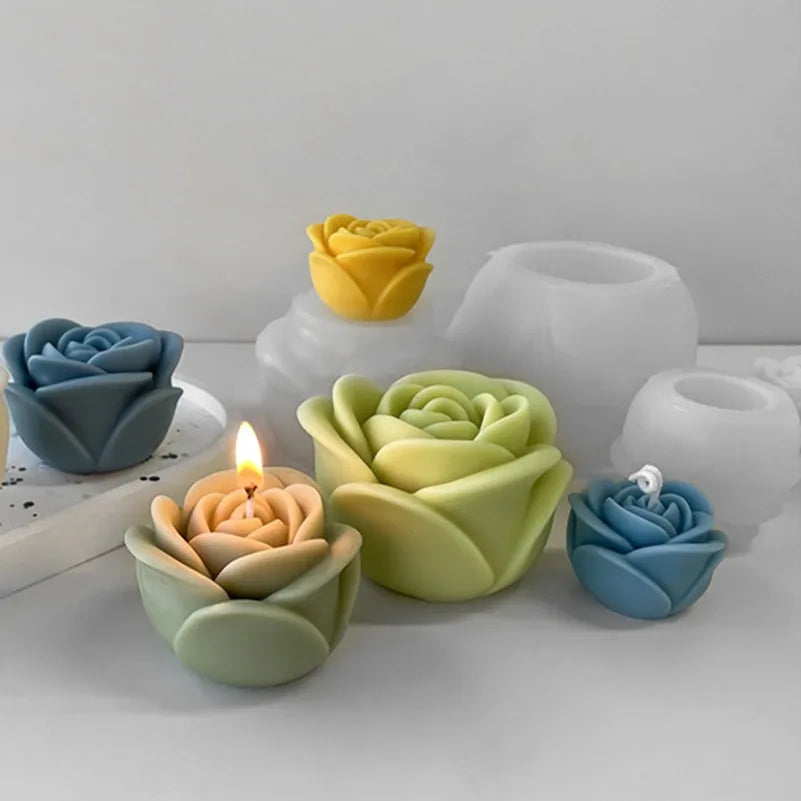 Valentine's Day rose flower silicone candle