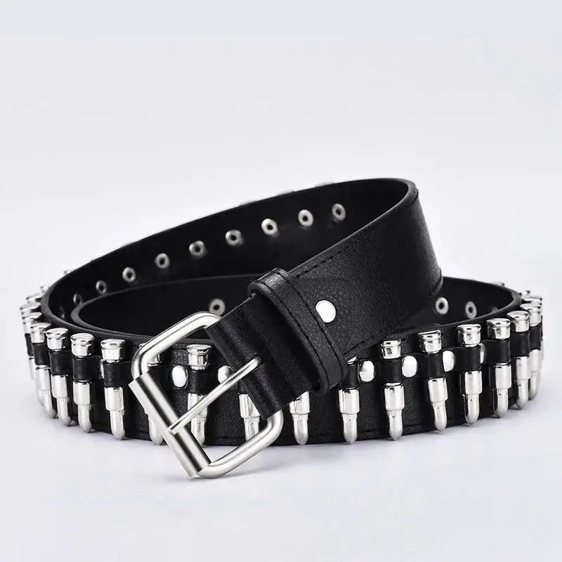 Unisex Punk Style Rivet Bullet Belt Fashionable Versatile Individualized Decorative Waistband for Men And Women