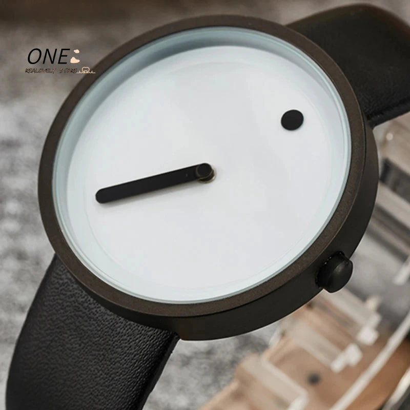 Minimalist Unisex Watch for Men Women Couple Simple Style Unique Dial Quartz Wristwatch Male Female Unique Pointer Wrist Clock