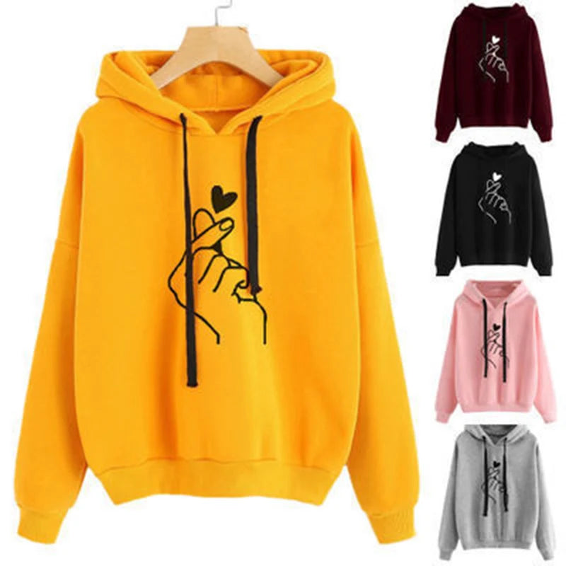 Long Sleeve Top Drawstring Pockets Loose Hoodies