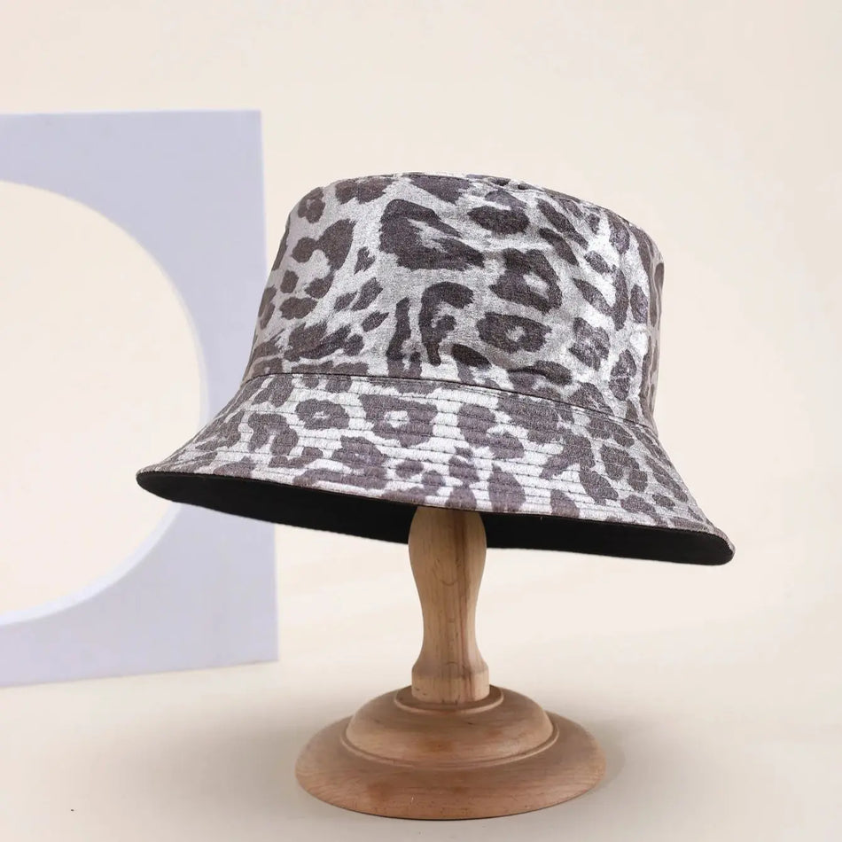 Hip Hop Bucket Hats for Women Wide Brim Leopard Sunshade Punk Casual Spring Summer Trendy Accessory Unisex Party Club Flat Top