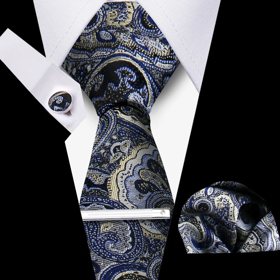 Luxury Necktie Set for Men – 4pcs with Cufflinks & Pocket Square