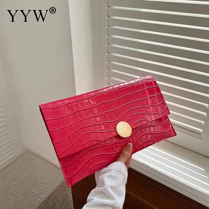 Minimalist Chain Clutch – PU Leather Women’s Shoulder Bag