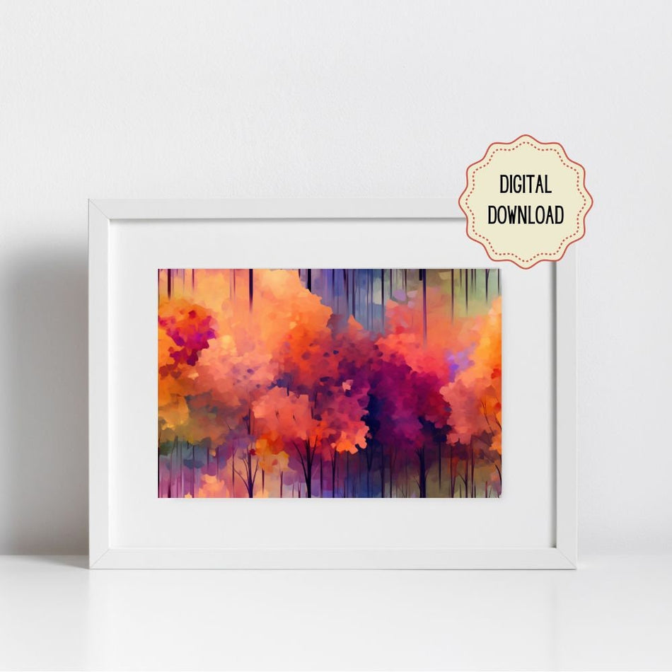 Digital Original, Multicolor Downloadable Wall Art, Landscape Tree, Digital Printable, Impasto Print, Digital Download Art, Digital Print