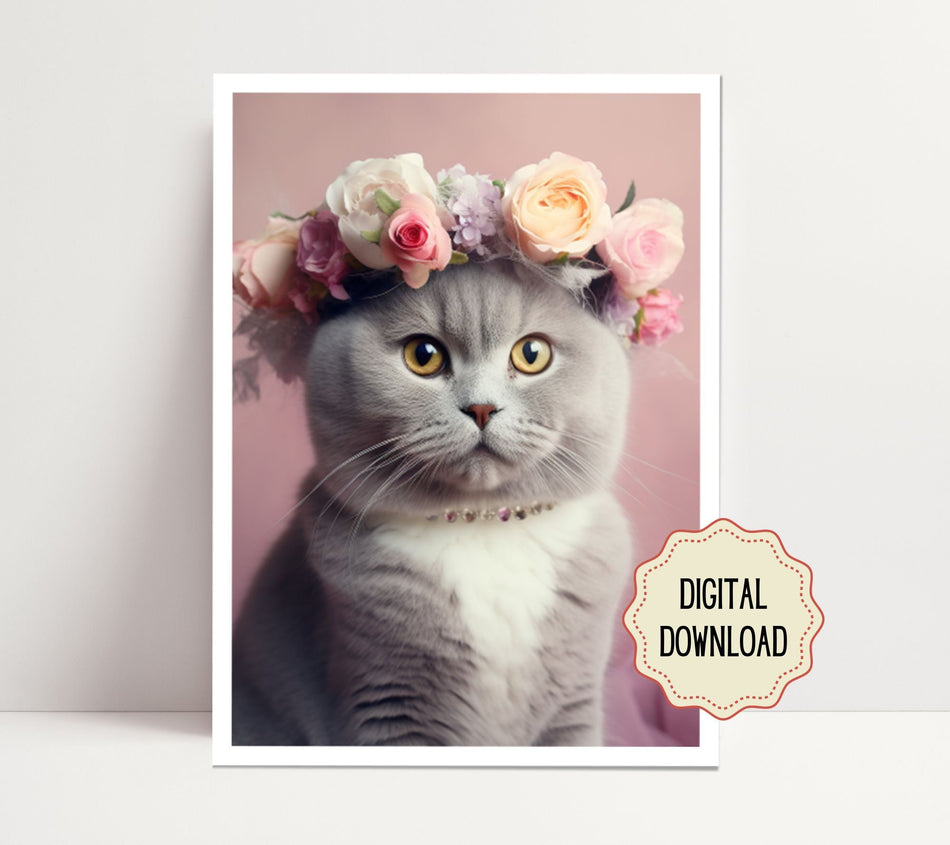 Digital Ai Art original, Downloadable Wall Art, Digital Printable Modern, Digital Download Art, Childrens Room, Flower Print, Whimsical pet