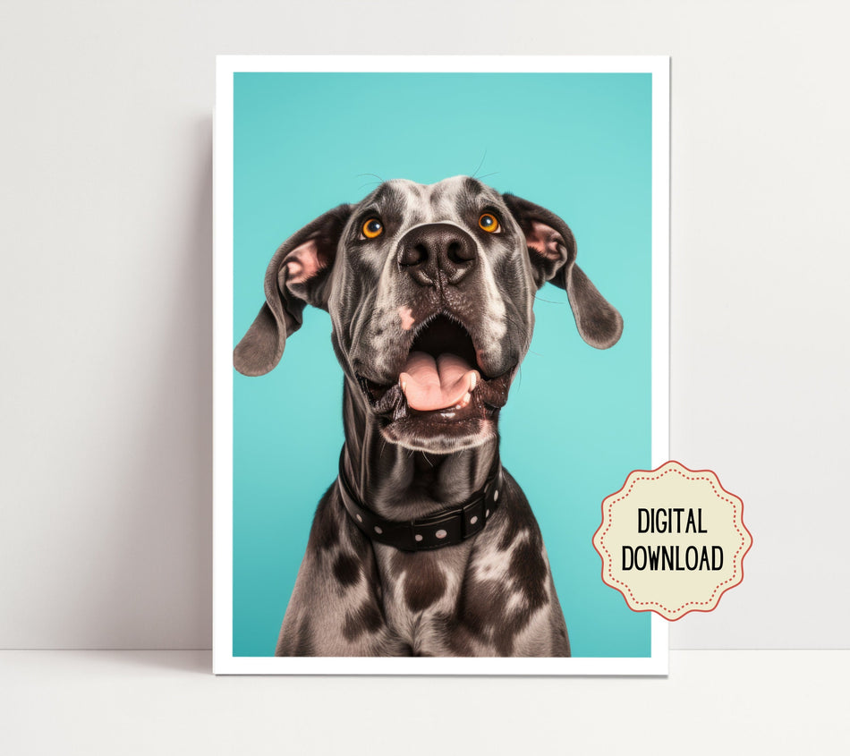 Digital Original, Dog Artwork, Great Dane Puppy, Nursery Decor, Girl or Boy Gift for Bedroom or Playroom, Great Dane Dog, dog lover gift