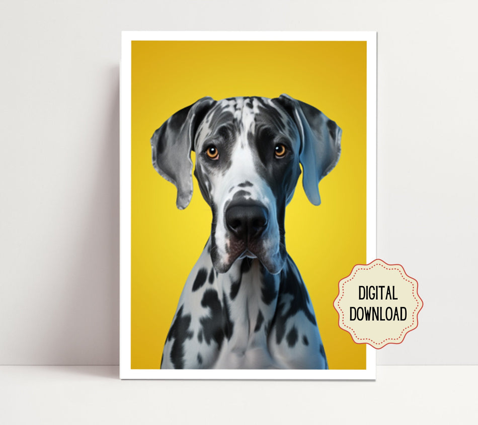 Digital Original, Dog Artwork, Great Dane Funny, Swimming Dog, Girl or Boy Gift for Bedroom or Playroom, Great Dane Dog, dog lover gift